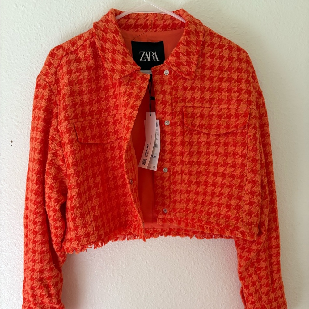 Zara Vibrant Red Houndstooth SHORT/JACKET SET